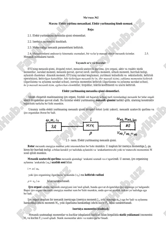 elektr yuritma mexanikasi — PDF