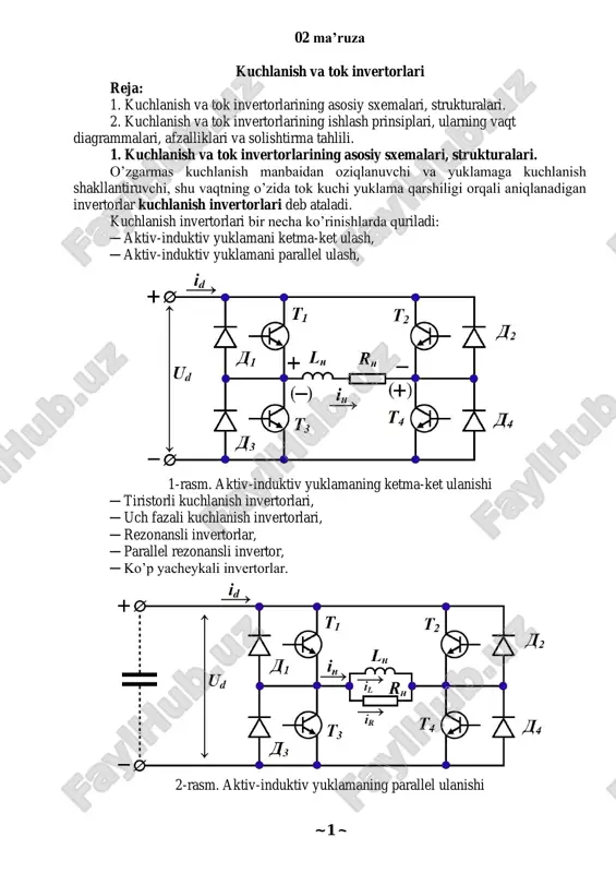 kuchlanish va tok invertorlari — PDF