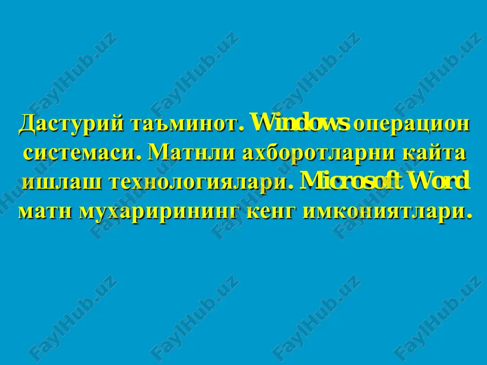 windows operatsion sistemasi — PDF