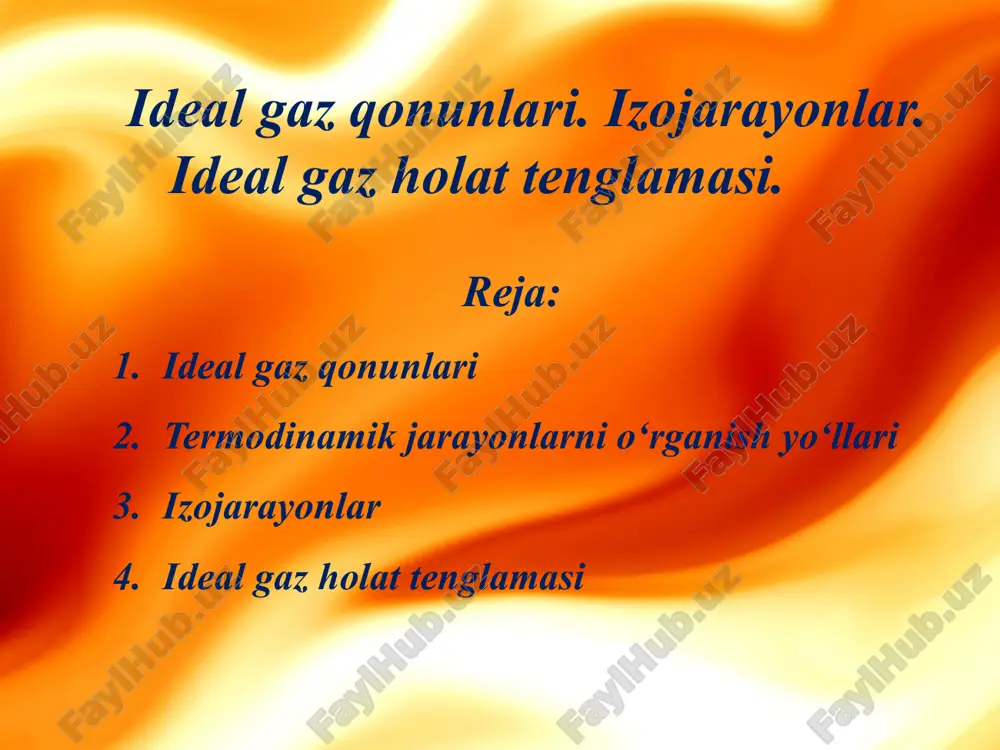 ideal gaz qonunlari. izojarayonlar — PPTX