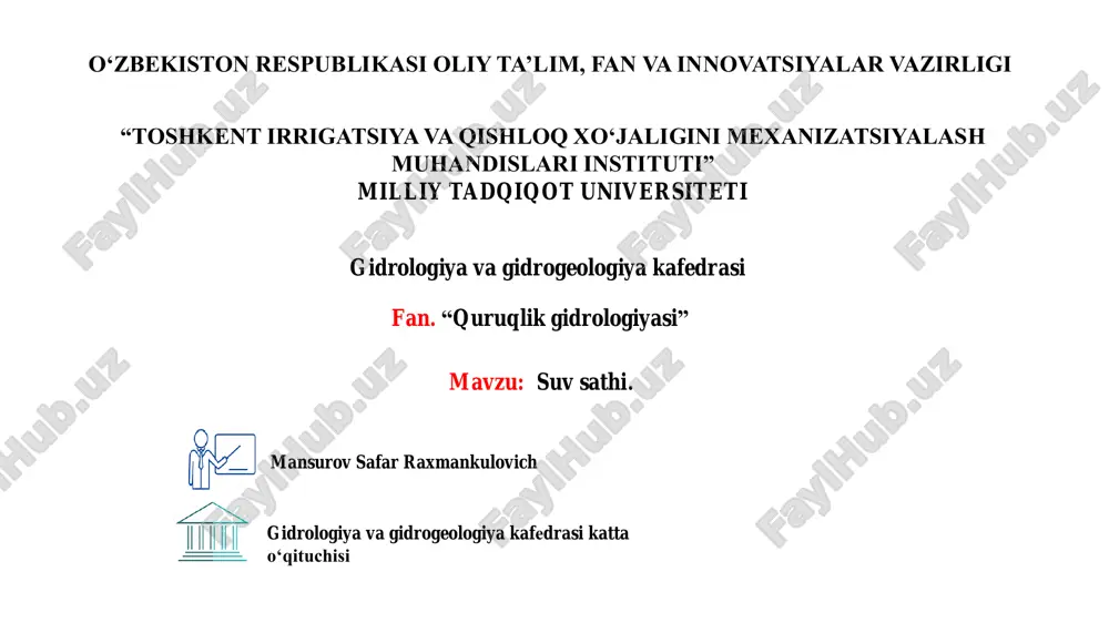 quruqlik gidrologiyasi — PDF