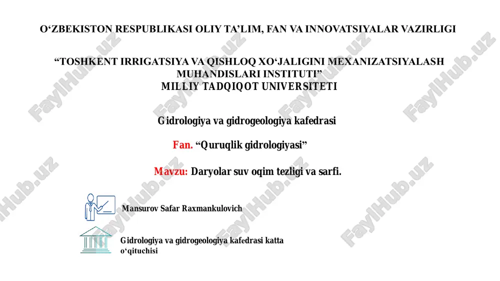 quruqlik gidrologiyasi — PDF