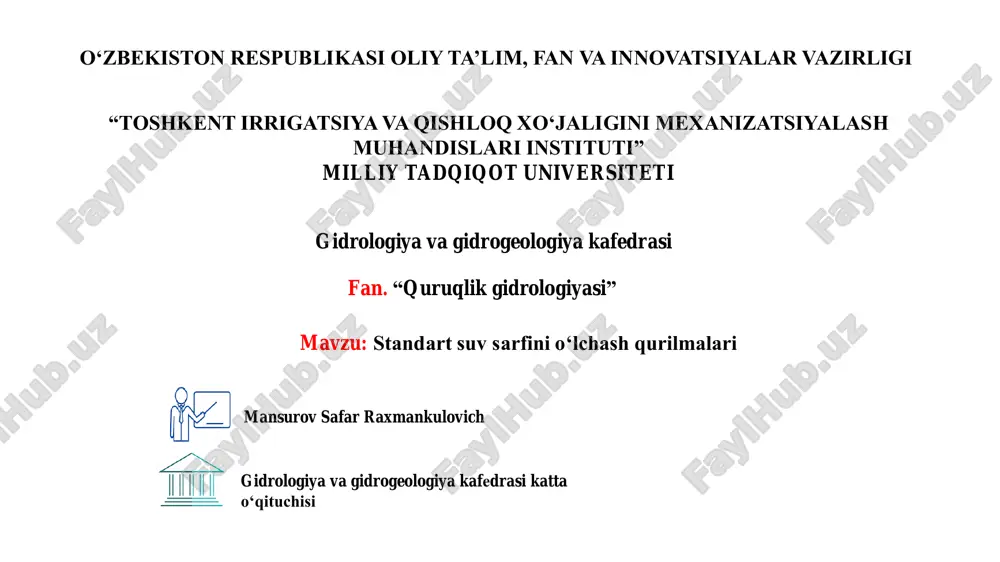 standart suv sarfini o‘lchash qurilmalari — PDF