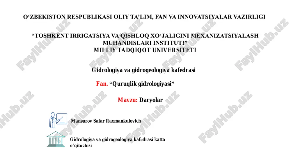 quruqlik gidrologiyasi — PDF