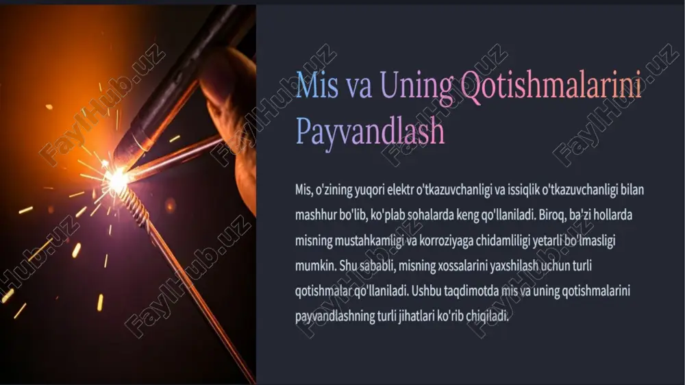 mis va uning qotishmalarini payvandlash — PPTX