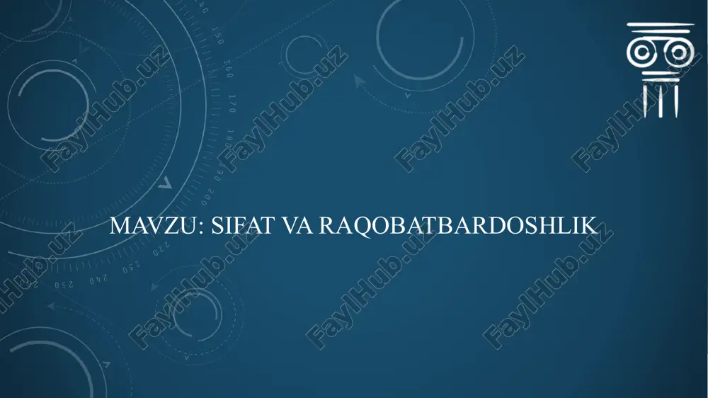 mahsulot sifati — PPTX