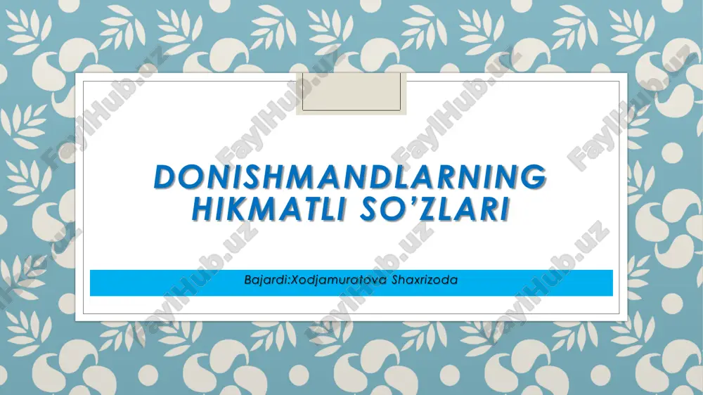 hikmatli so'zlar — PDF
