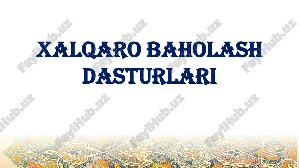 xalqaro baholash dasturlari — PDF