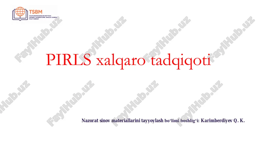 pirls xalqaro tadqiqoti — PDF