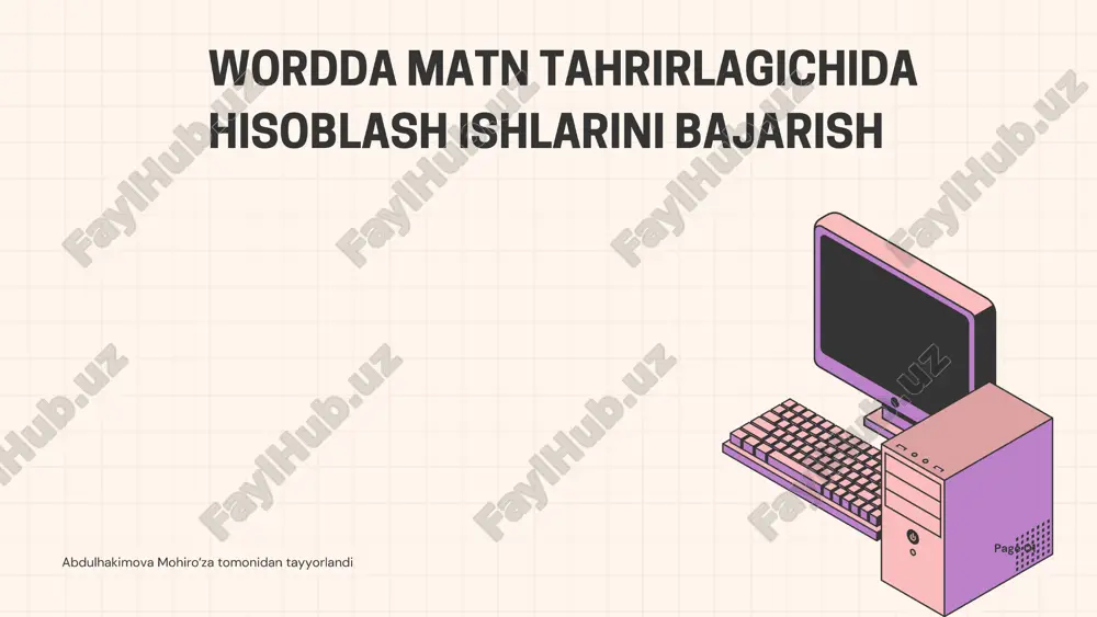 microsoft word hisoblash imkoniyatlari — PDF