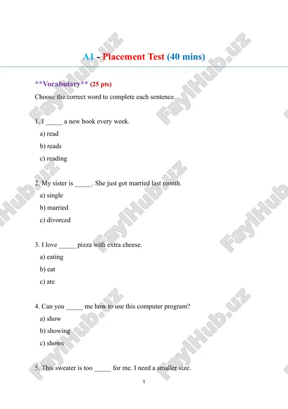 a1 - placement test — PDF