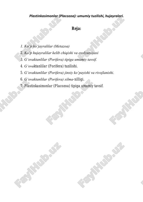 plastinkasimonlar (placozoa) — PDF