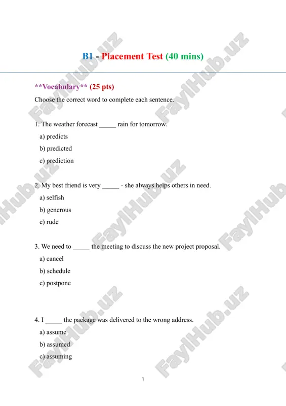 b1 - placement test — PDF