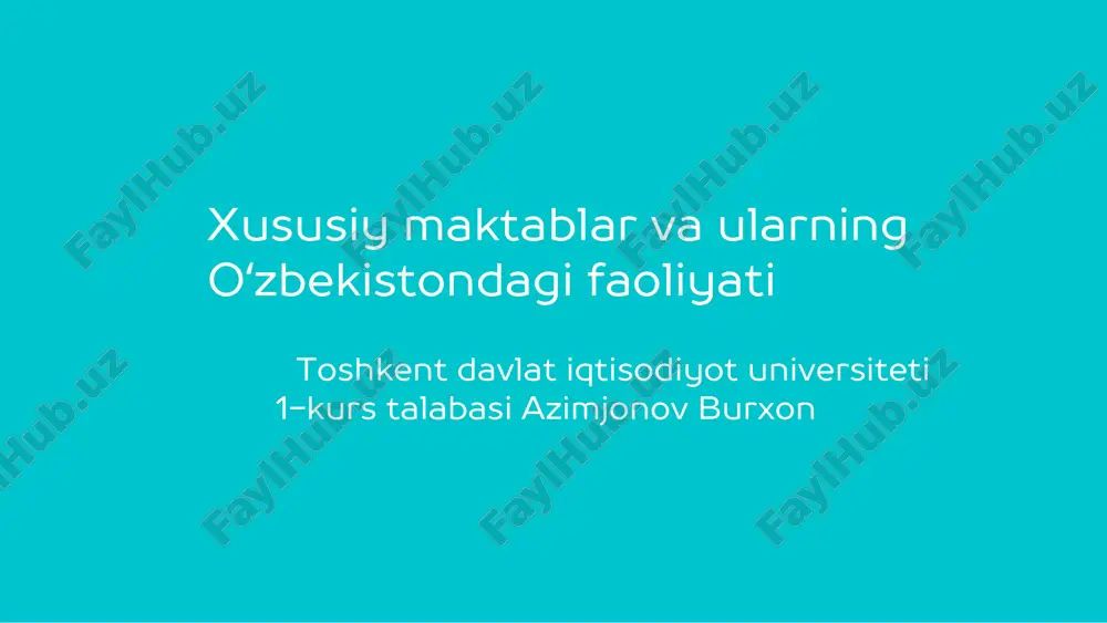 xususiy maktablar o'zbekistondagi iqtisodiyotiga ta'siri — PDF