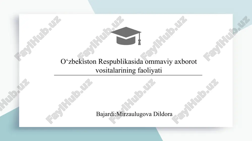 o‘zbekiston respublikasida ommaviy axborot vositalarining faoliyati 12 — PPTX