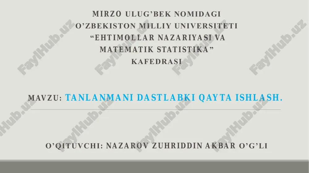 tanlanmani dastlabki qayta ishlash — PDF