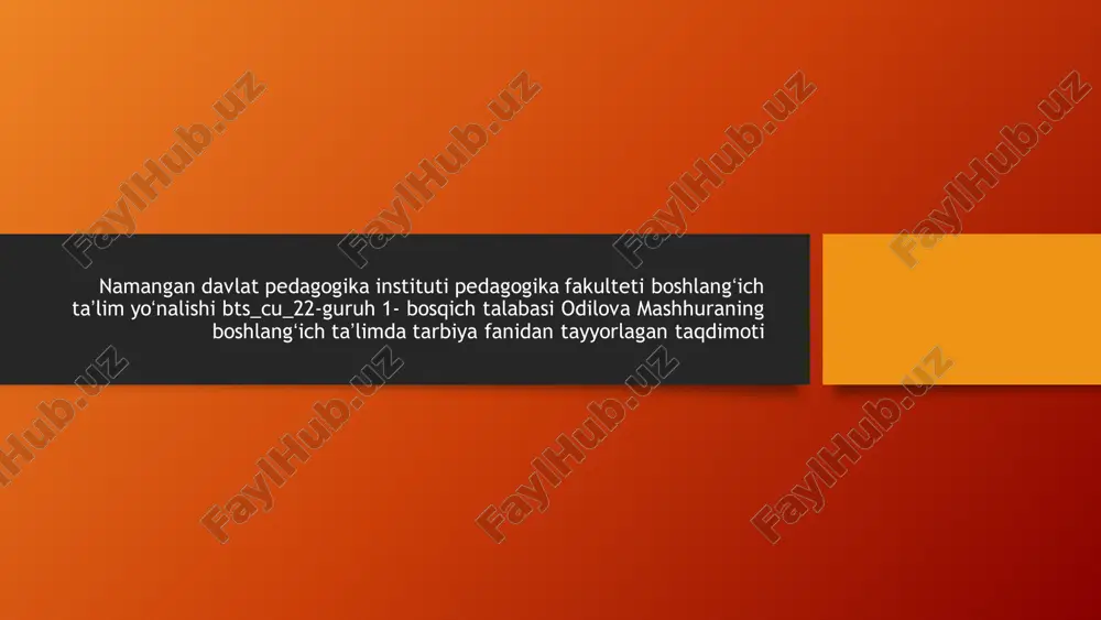 boshlangʻich taʼlimda tarbiya fanidan tayyorlagan taqdimot — PDF