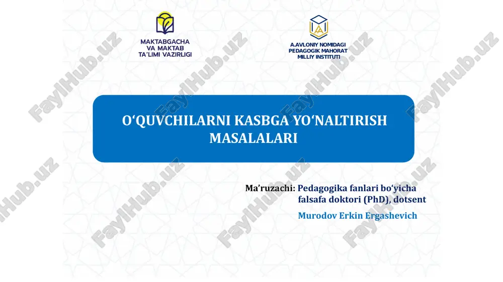 o‘quvchilarni kasbga yo‘naltirish masalalari — PDF