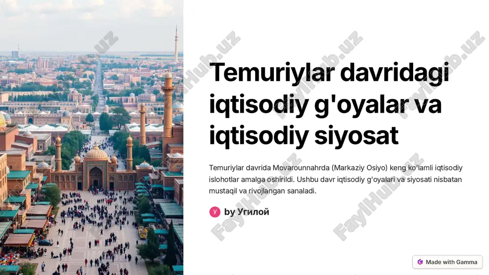 temuriylar davridagi iqtisodiy g'oyalar va siyosat — PDF