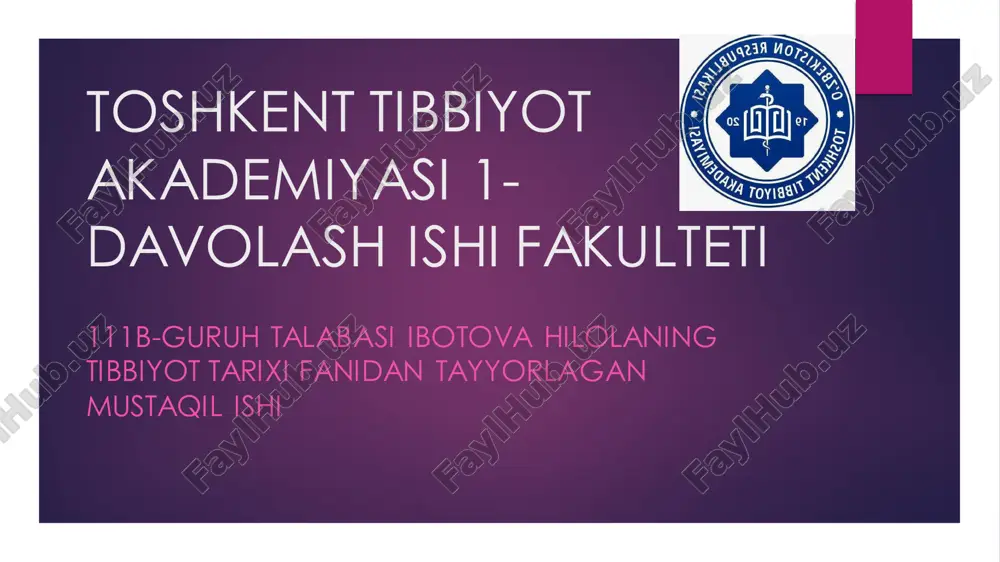yevropa mamlakatlarida o’rta asr tibbiyoti haqida — PDF