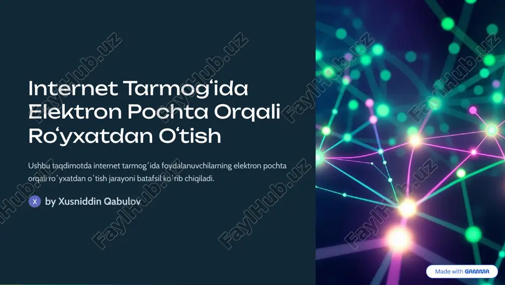 elektron pochta orqali ro»yxatdan o»tish — PDF