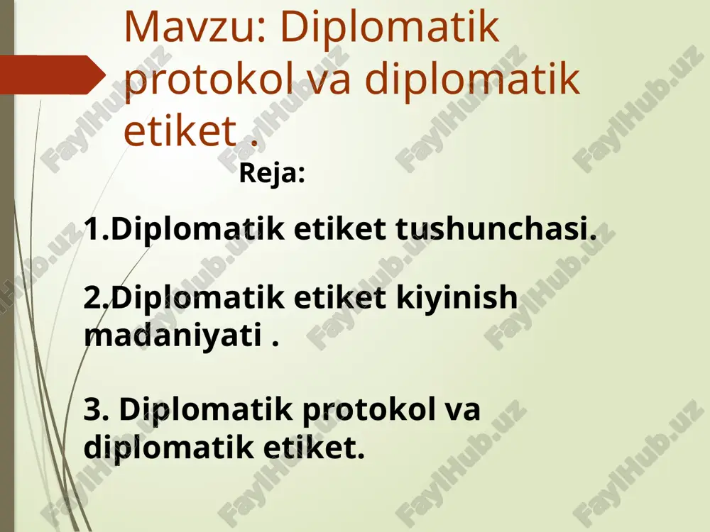 diplomatik protokol va diplomatik etiket — PPTX
