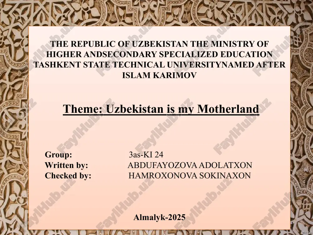 theme: uzbekistan is my motherland — PPTX