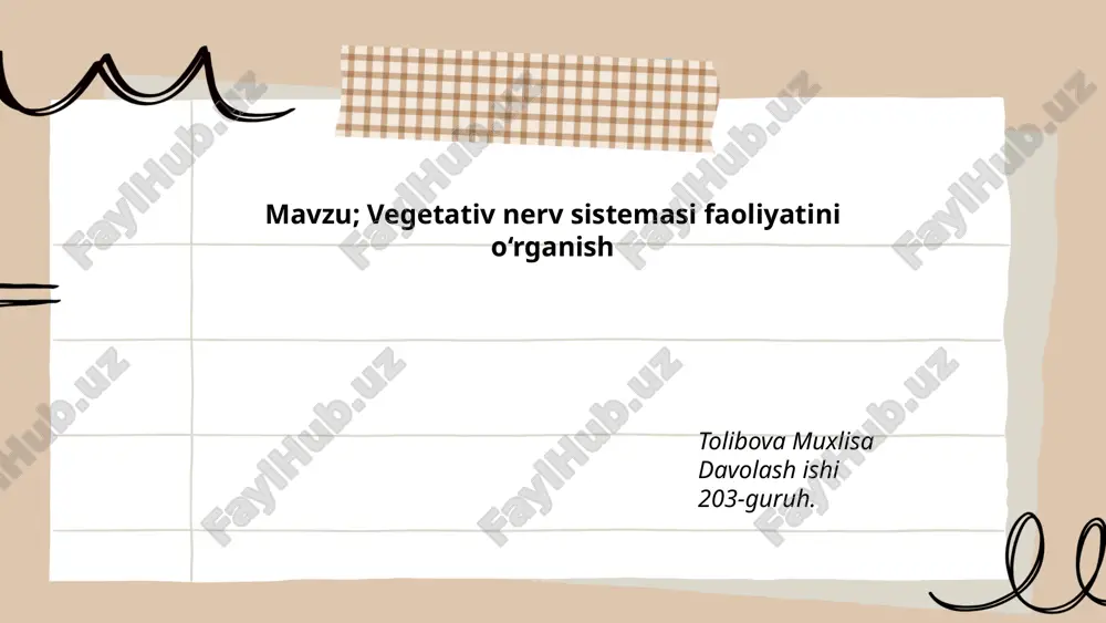 vegetativ nerv sistemasi faoliyatini o‘rganish — PPTX