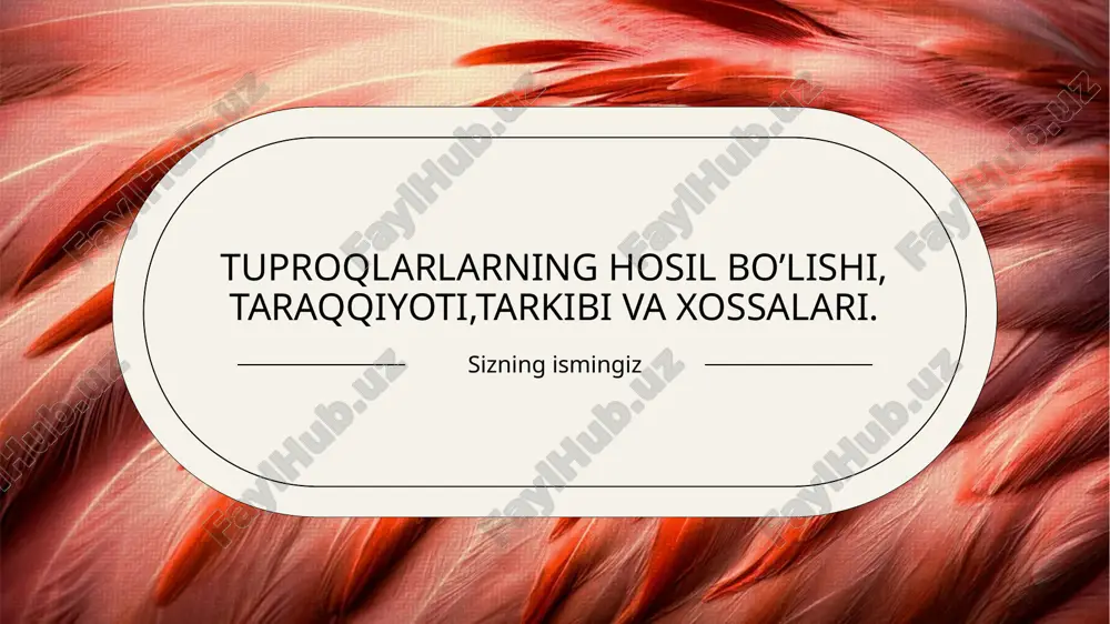 tuproqlarlarning hosil bo’lishi, taraqqiyoti,tarkibi va xossalari — PPTX