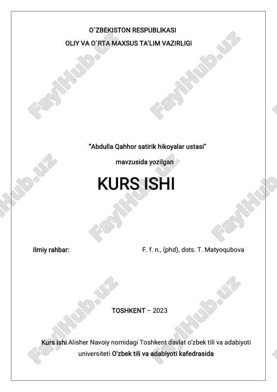 abdulla qahhor satirik hikoyalar ustasi — PDF