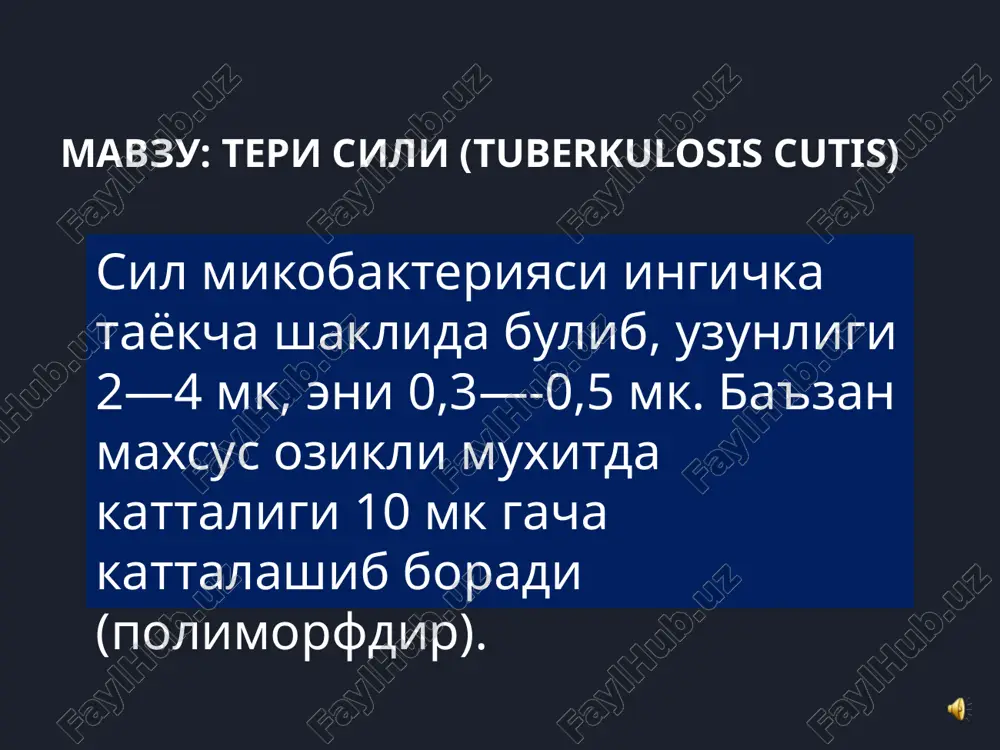 teri sili (tuberkulosis cutis) — PPTX