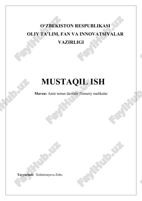 timuriy malikalari — DOCX