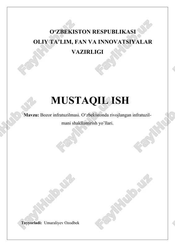bozor infratuzilmasi — DOCX