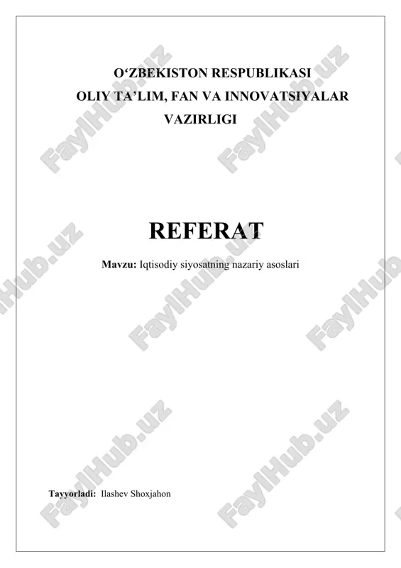 iqtisodiy siyosatning nazariy asoslari — DOCX