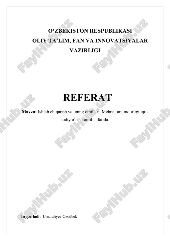 ishlab chiqarish va uning omillari — DOCX