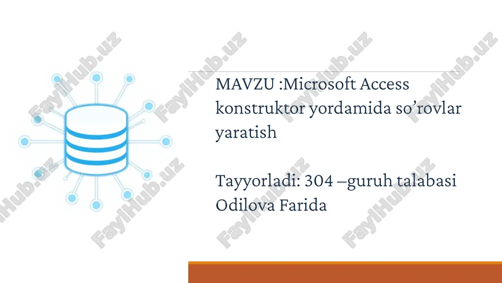 microsoft accesskonstruktoryordamidaso’rovlaryaratish — PPTX
