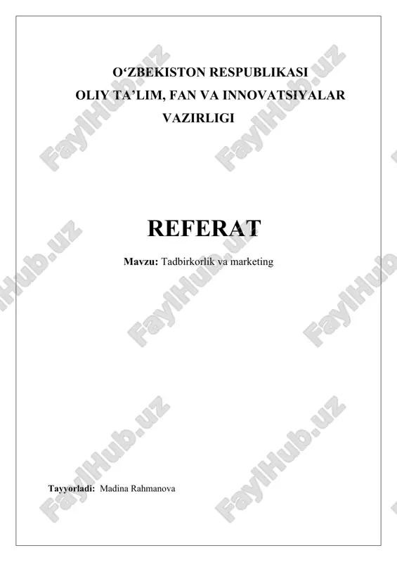 tadbirkorlik va marketing — DOCX