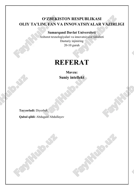 sun'iy intellekt: asoslar, rivojlanish va turlari — DOCX