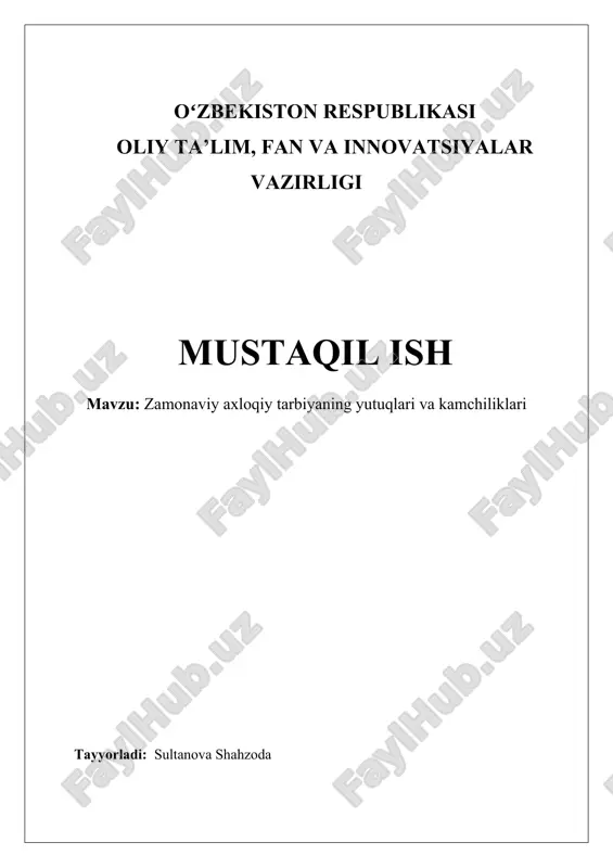zamonaviy axloqiy tarbiya — DOCX