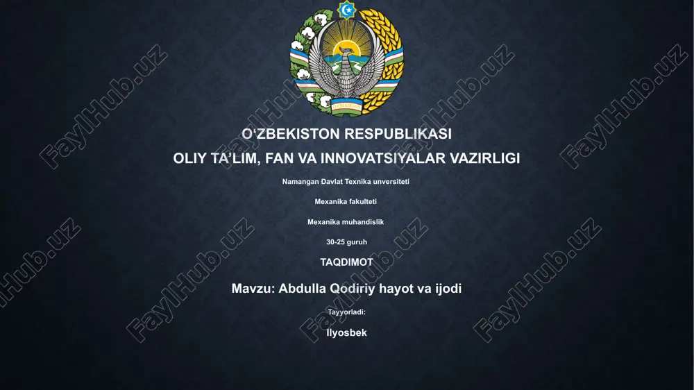 abdulla qodiriy hayot va ijodi — PPTX