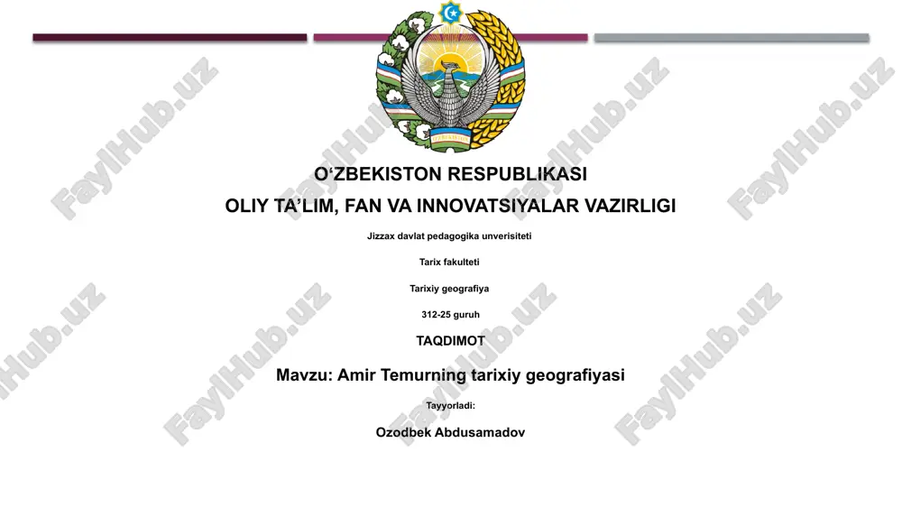 amir temurning tarixiy geografiyasi — PPTX