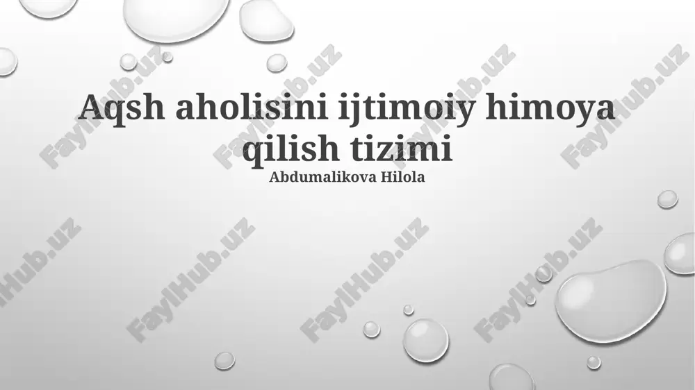 aqsh aholisini ijtimoiy himoya qilish tizimi — PPTX