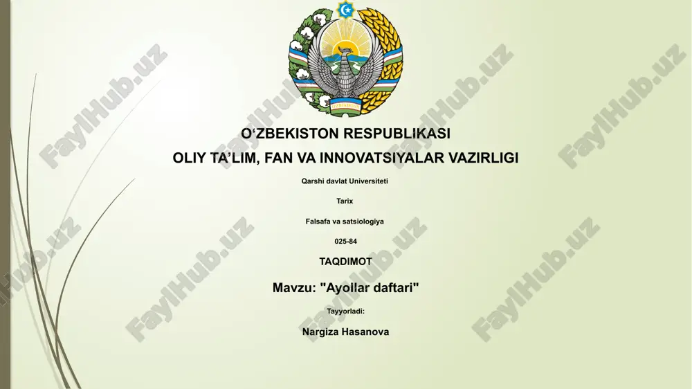 ayollar daftari — PPTX