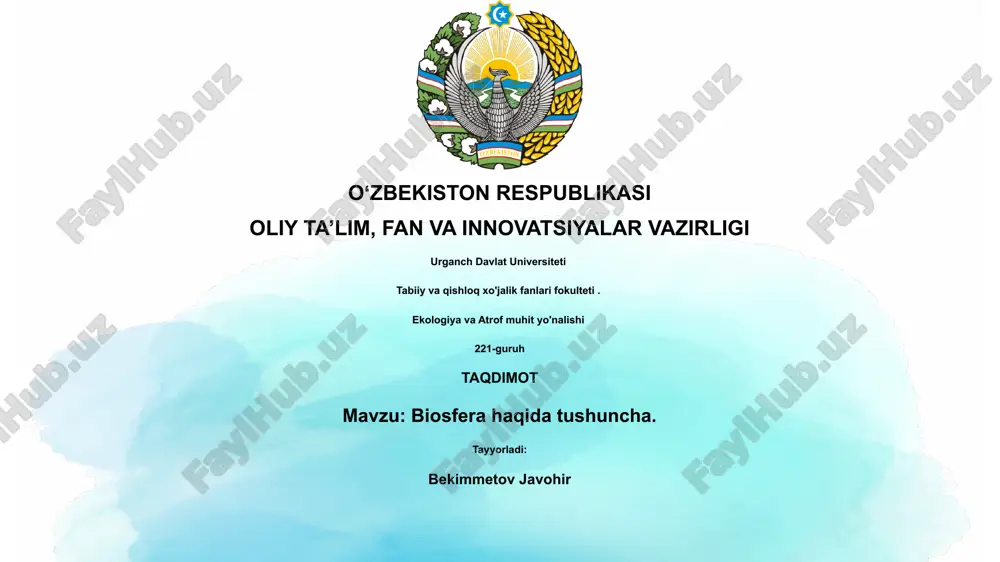 biosfera haqida tushuncha — PPTX