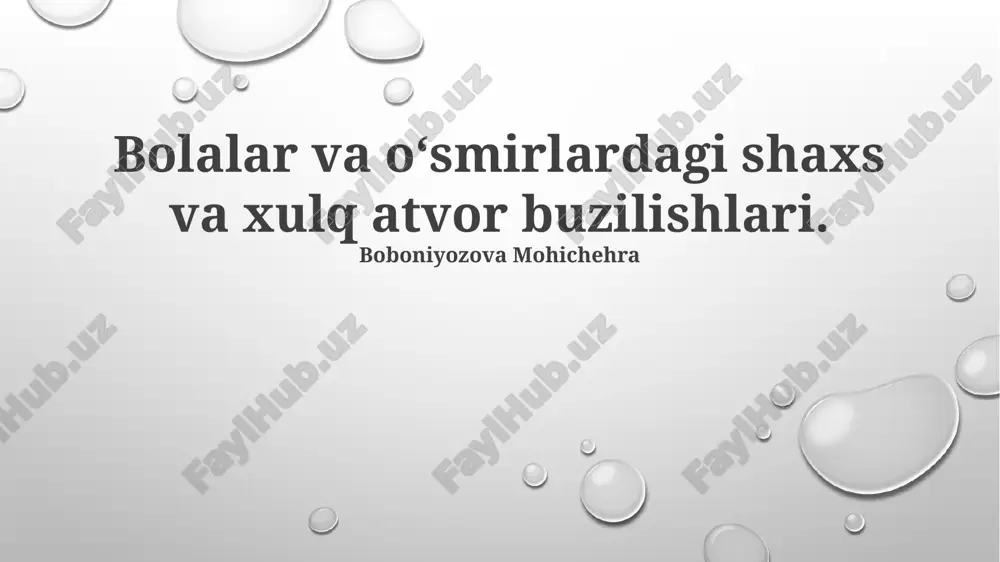 xulq-atvor buzilishlari — PPTX