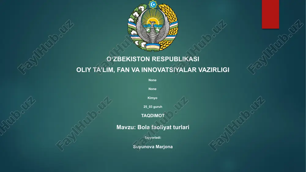 bola faoliyat turlari — PPTX