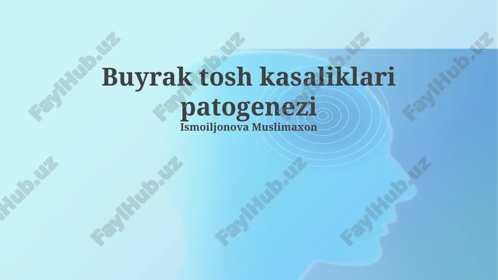 buyrak tosh kasaliklari patogenezi — PPTX