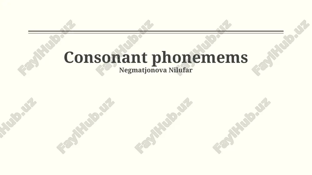 consonant phonemes — PPTX