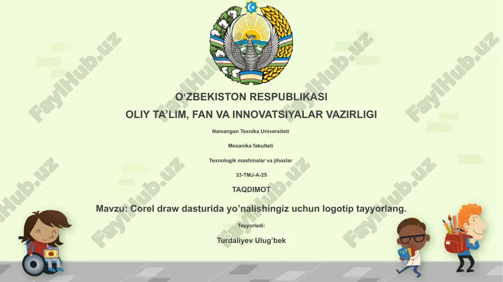 corel draw dasturida yo’nalishingiz uchun logotip tayyorlang — PPTX