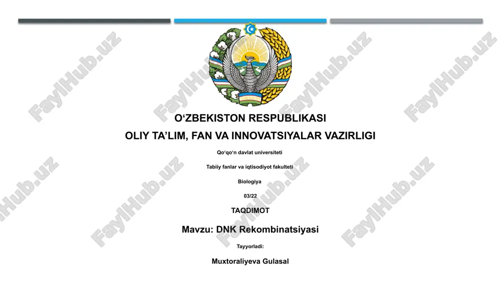 dnk rekombinatsiyasi — PPTX